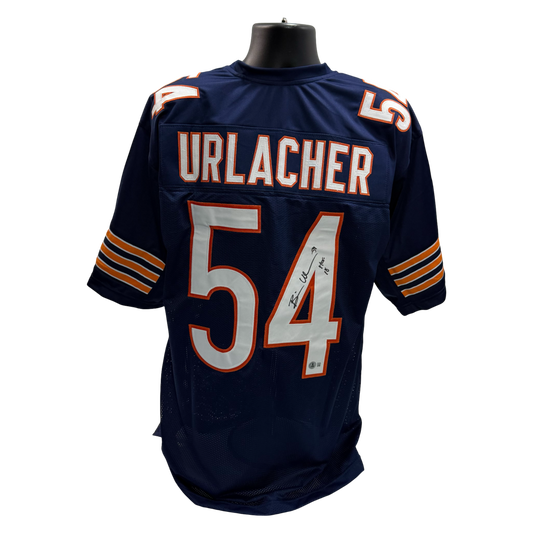 Brian Urlacher Autographed Chicago Bears Navy Jersey “HOF 18” Beckett