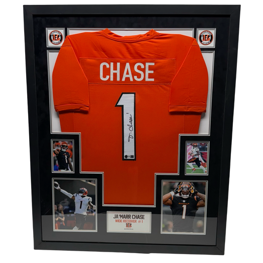 Ja'Marr Chase Autographed Cincinnati Bengals Orange Jersey Beckett - Framed