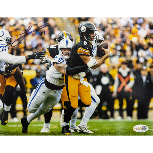 Laiatu Latu Signed Indianapolis Colts Sack on Rodger’s 8x10 Photo Autographed NFL JSA COA