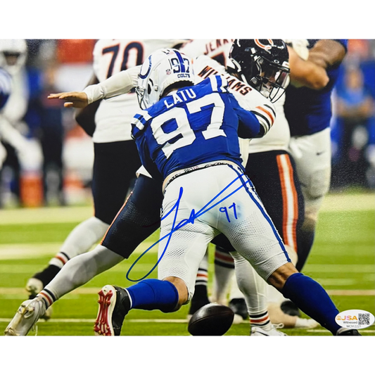 Laiatu Latu Signed Indianapolis Colts Sack On Williams 8x10 Photo Autographed NFL JSA COA