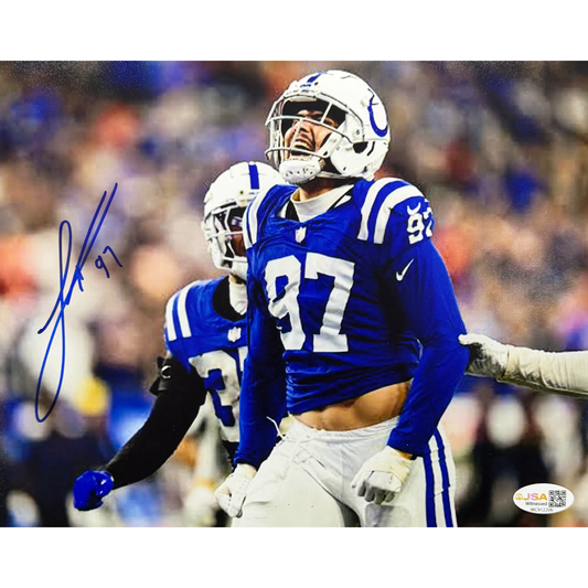 Laiatu Latu Signed Indianapolis Colts Yell 8x10 Photo Autographed NFL JSA COA