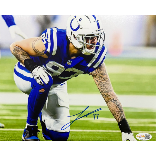 Laiatu Latu Signed Indianapolis Colts Lined Up 8x10 Photo Autographed NFL JSA COA
