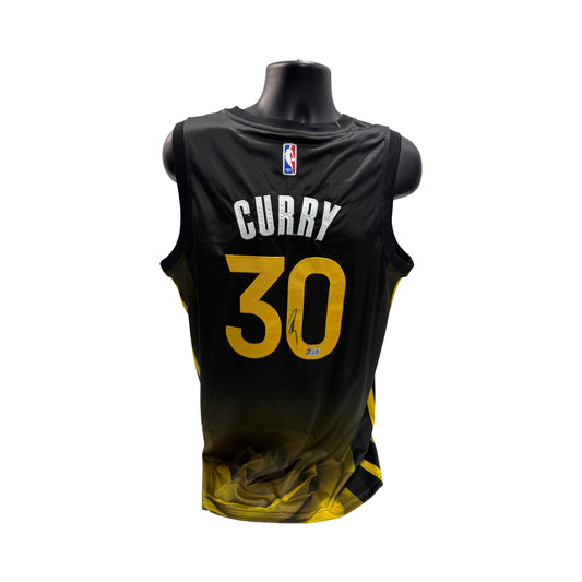 Steph Curry Autographed Golden State Warriors Nike Fade Jersey Beckett