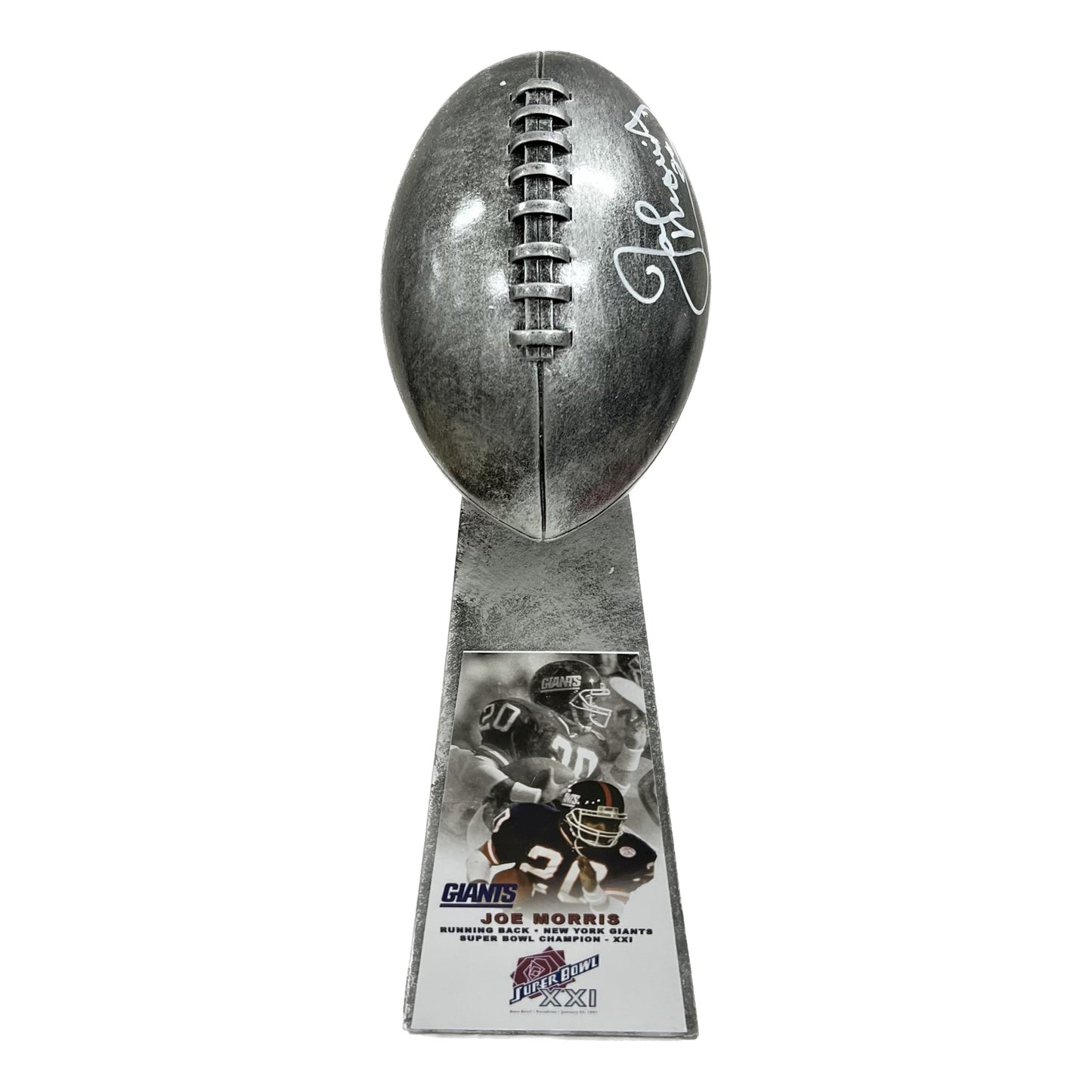 Joe Morris Autographed New York Giants Super Bowl Replica Trophy JSA