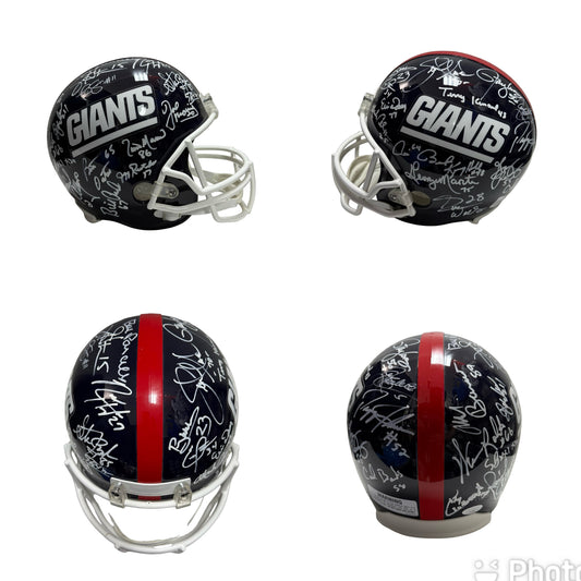 New York Giants Team Autographed Old School Replica Helmet 30 Signatures JSA