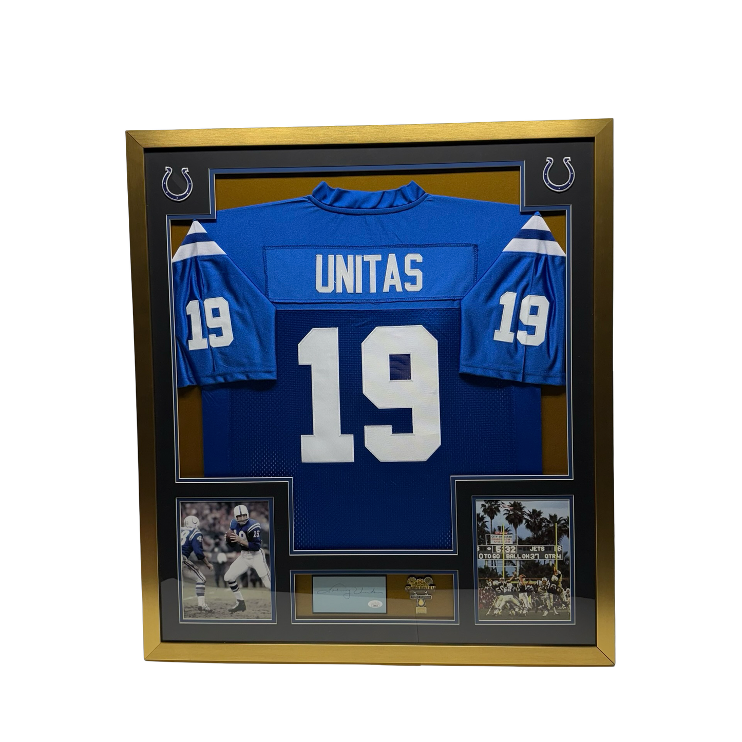 Johnny Unitas Autographed Cut Framed Jersey Baltimore Colts JSA