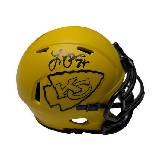 Larry Johnson Autographed Kansas City Chiefs Rave Mini Helmet Beckett