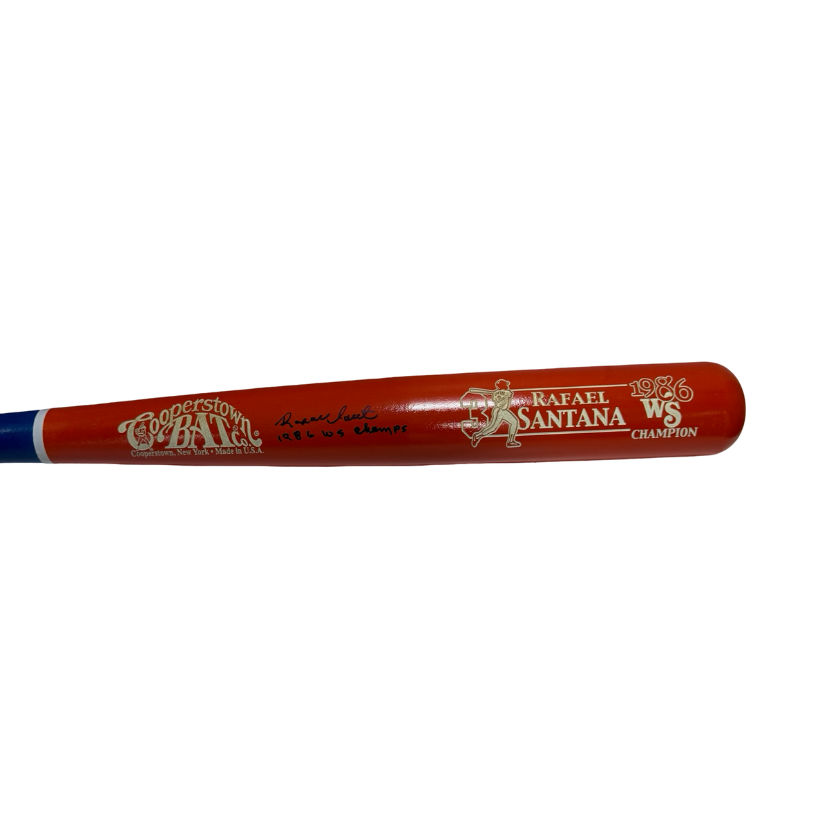 Rafael Santana Orange Barrel Cooperstown Bat 86 WS Champs Inscription Steiner CX