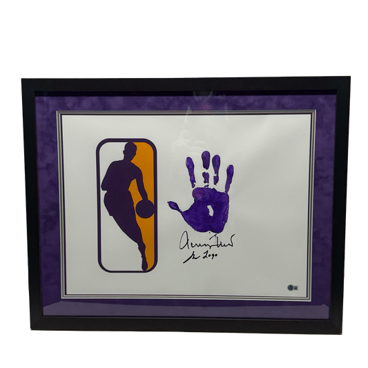 Jerry West Autographed Los Angeles Lakers Handprint 18x24 “The Logo” Inscription Beckett