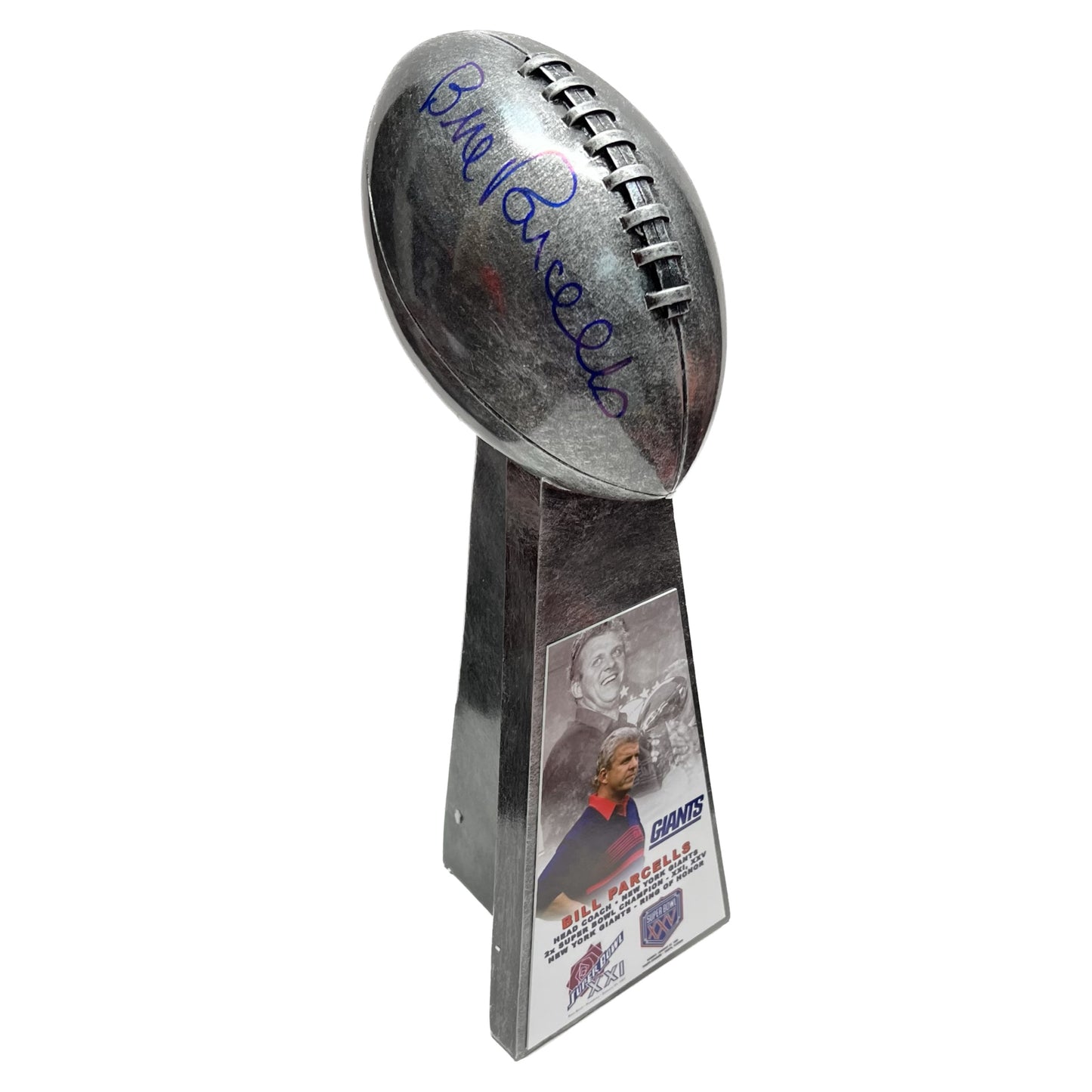 Bill Parcells Autographed New York Giants Super Bowl Replica Trophy Steiner CX