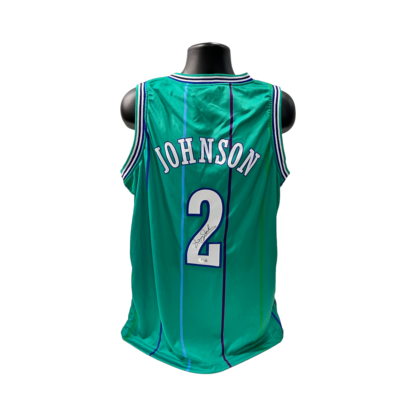 Larry Johnson Autographed Charlotte Hornets Green Jersey Beckett