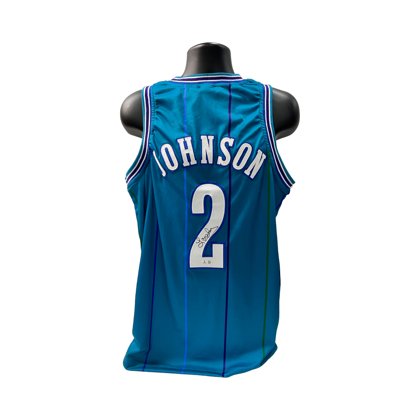 Larry Johnson Autographed Charlotte Hornets Teal Jersey Beckett