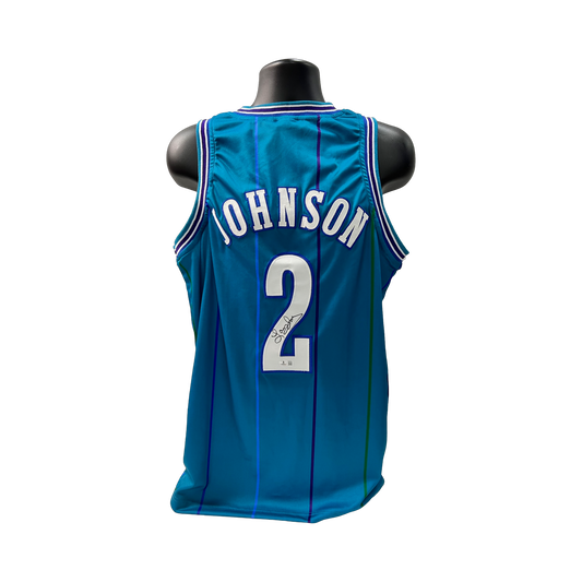 Larry Johnson Autographed Charlotte Hornets Teal Jersey Beckett