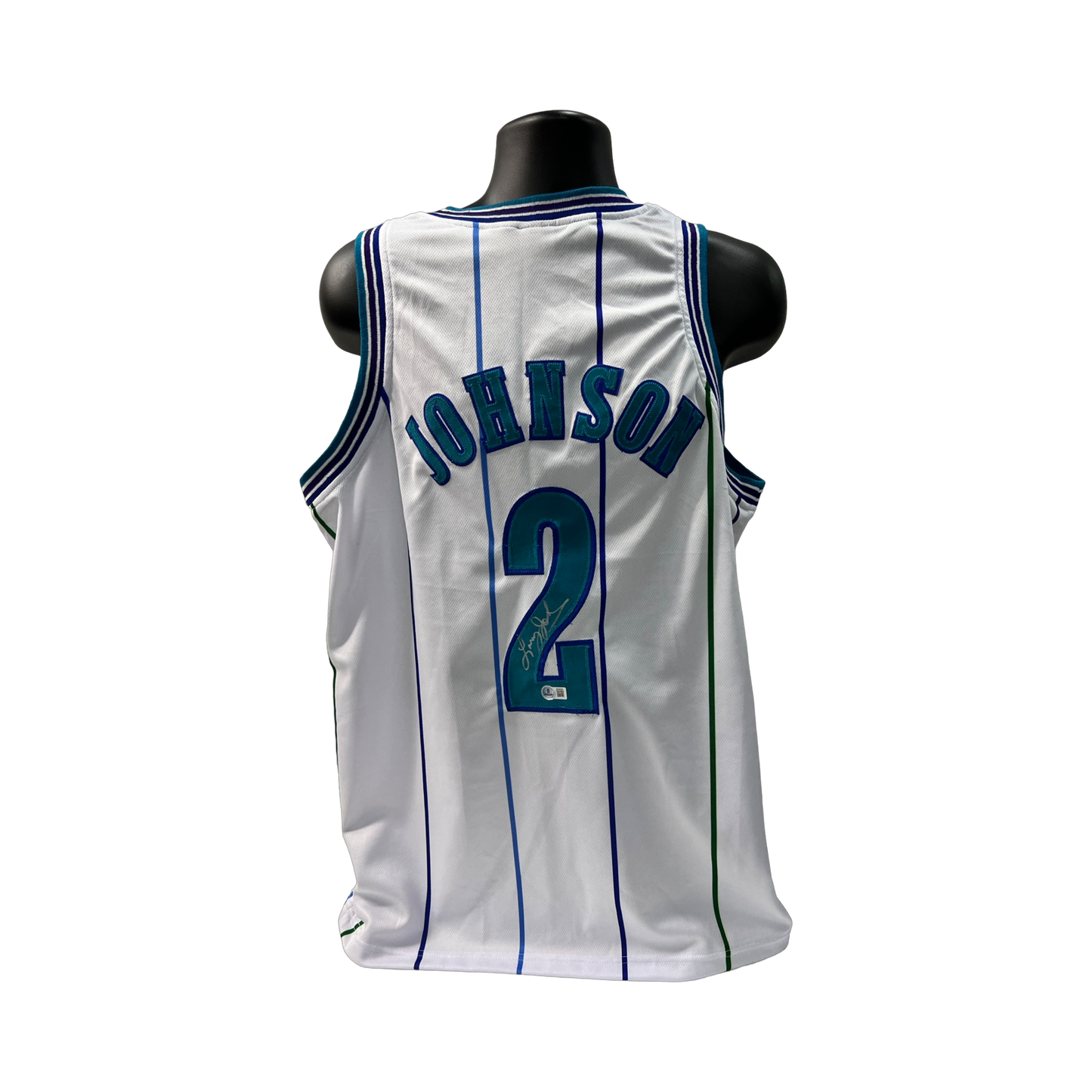 Larry Johnson Autographed Charlotte Hornets White Jersey Beckett