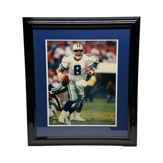 Troy Aikman Autographed Dallas Cowboys The Run 16x20 Upper Deck - Framed