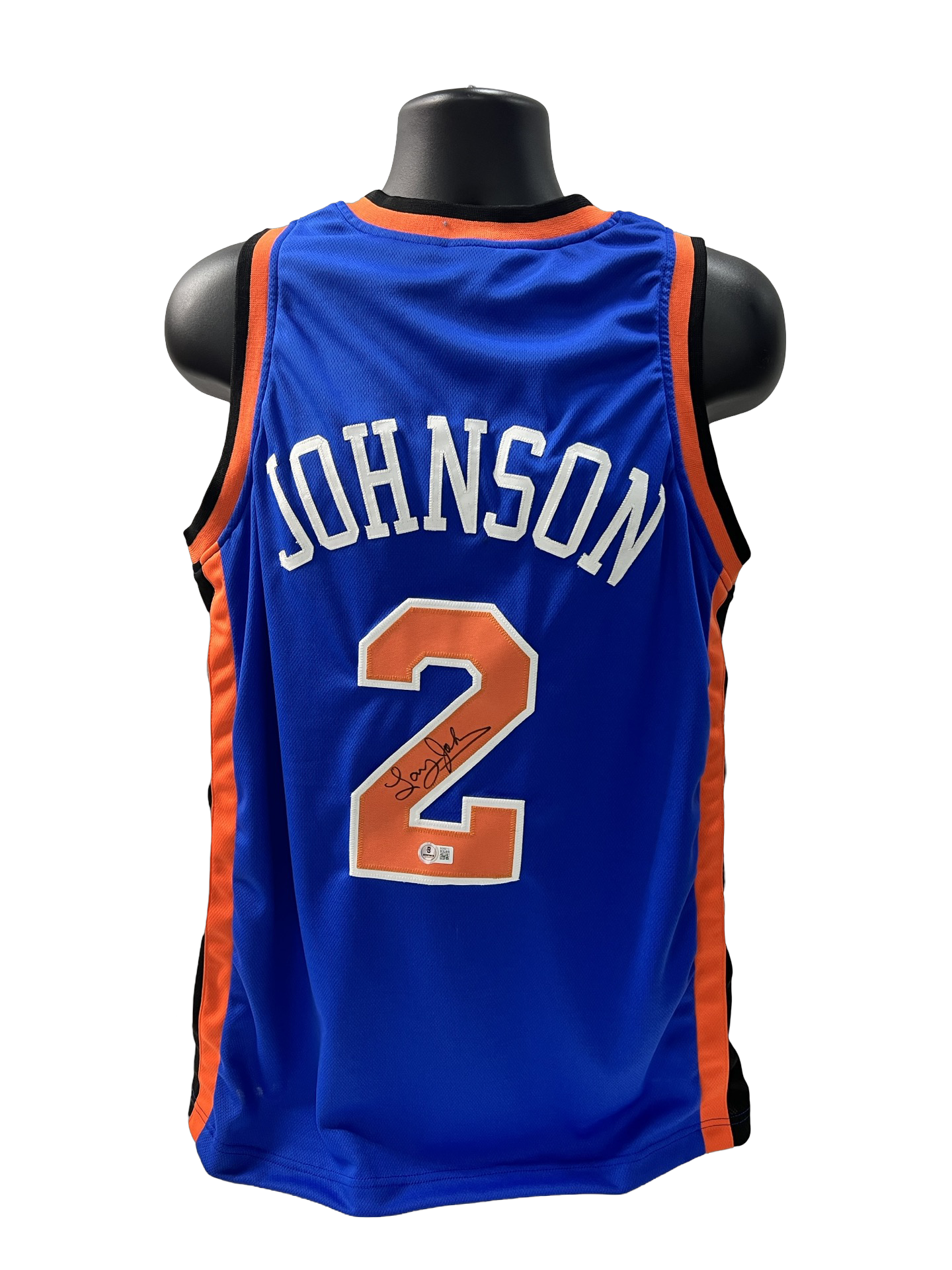 Larry Johnson Autographed New York Knicks Blue Jersey Beckett