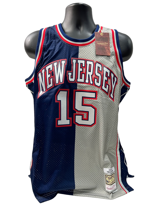 Vince Carter Unsigned Mitchell & Ness Split New Jersey Nets Jersey Size Large