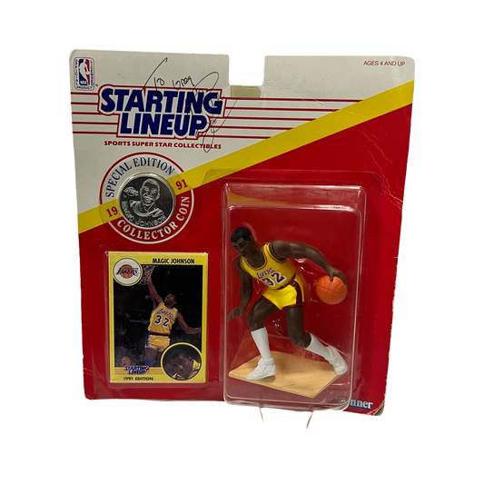 Magic Johnson Autographed Los Angeles Lakers Starting Lineup Figure JSA