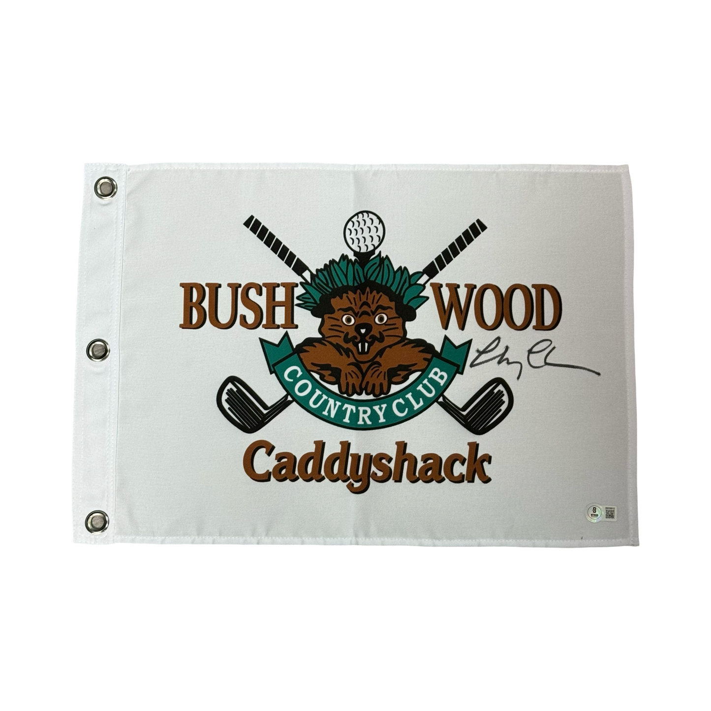 Chevy Chase Autographed Bushwood Caddyshack White Flag Beckett