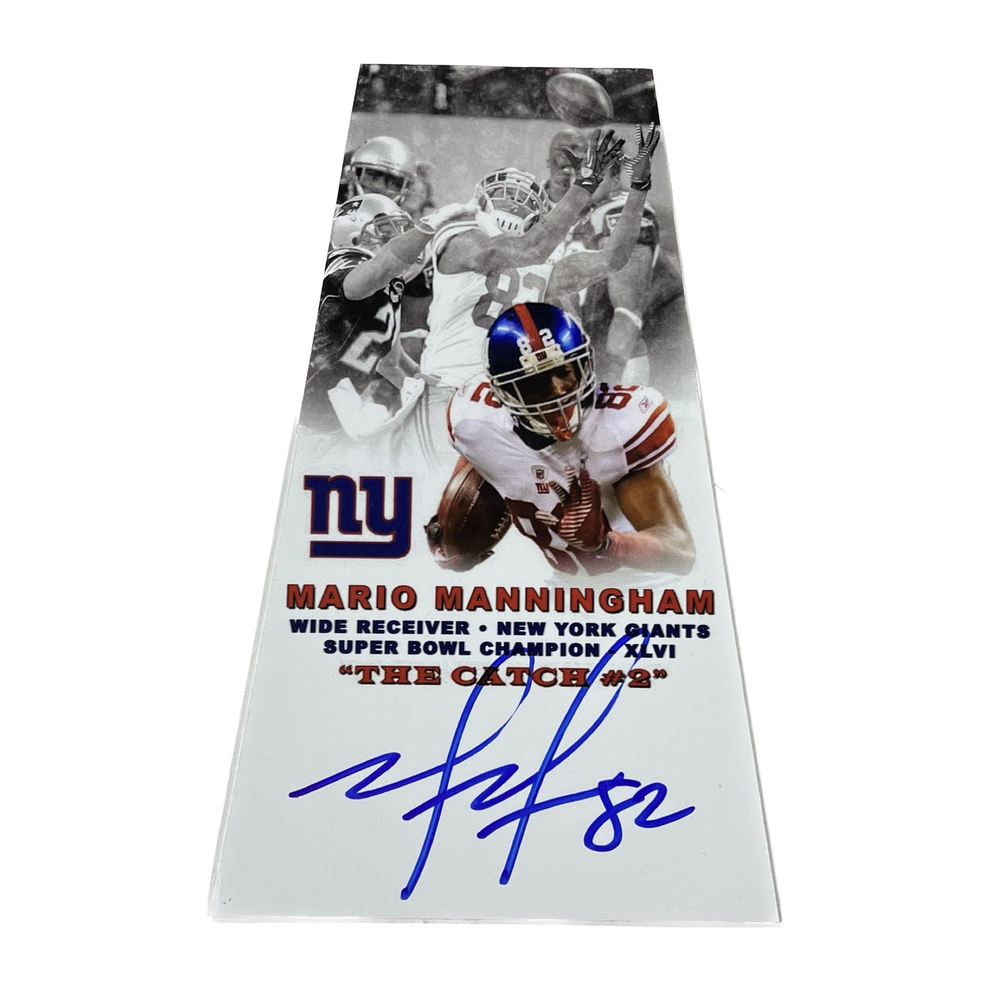 Mario Manningham Autographed New York Giants Super Bowl Trophy Plaque