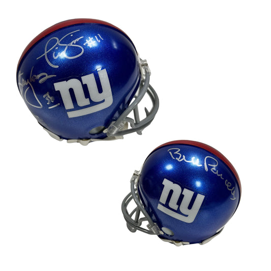 Lawrence Taylor, Phil Simms & Bill Parcells Autographed New York Giants Speed Mini Helmet JSA