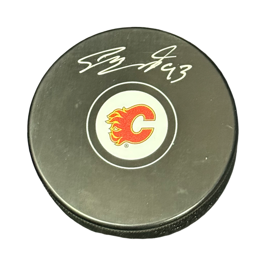 Sam Bennett Autographed Calgary Flames Replica Puck Fanatics