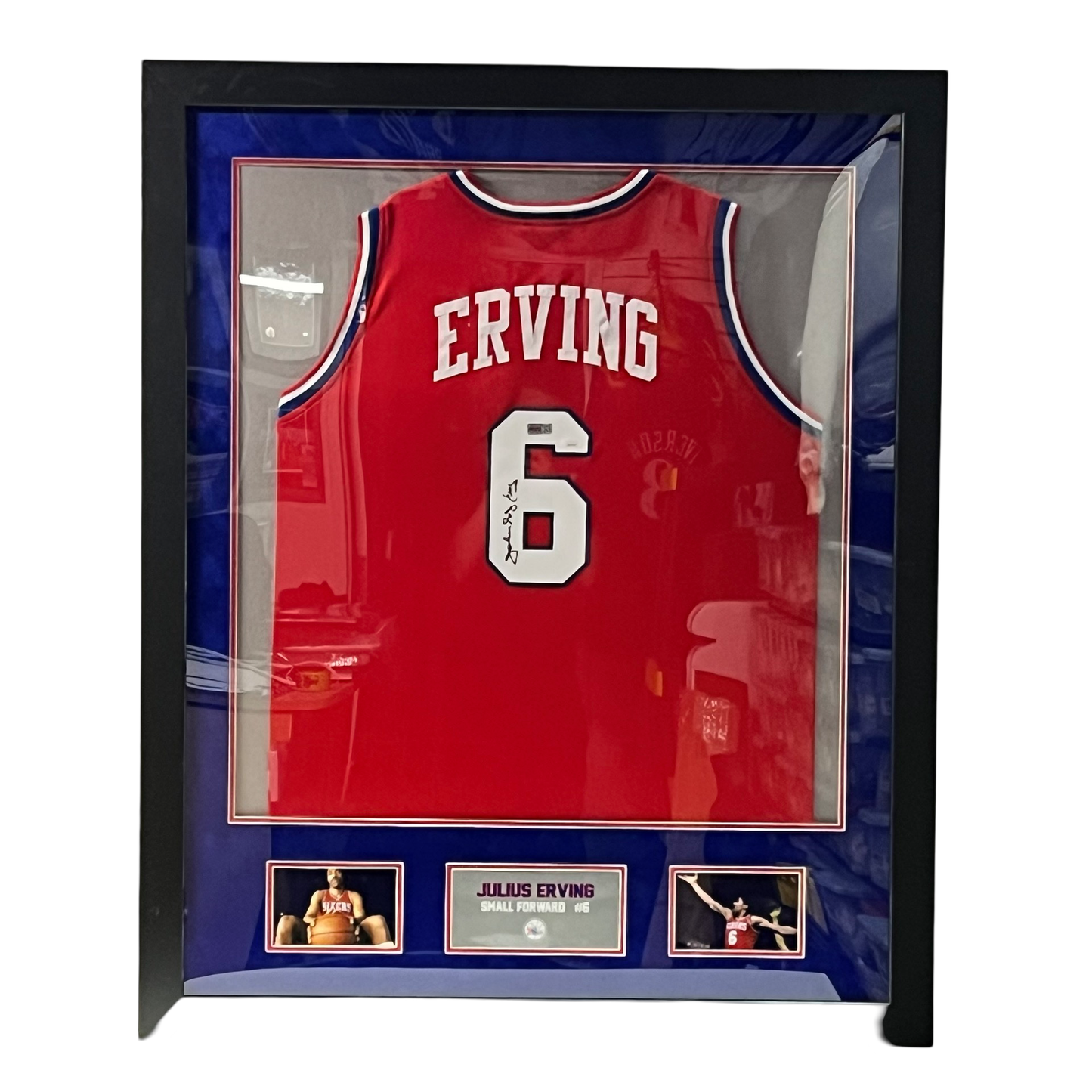 Julius “Dr J” Erving Autographed Philadelphia 76ers Jersey JSA - Framed