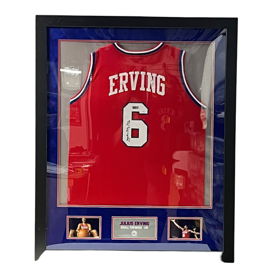 Julius “Dr J” Erving Autographed Philadelphia 76ers Jersey JSA - Framed