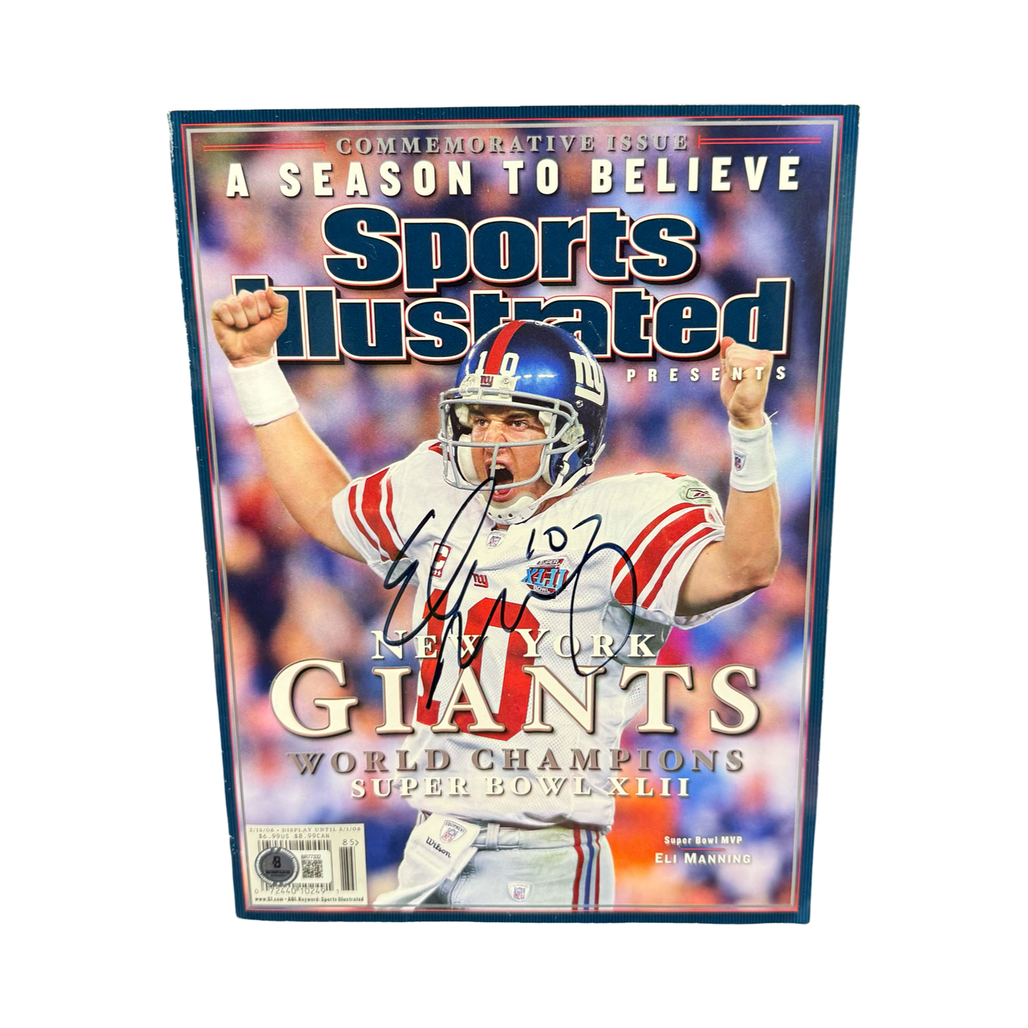Eli Manning Autographed Sports Illustrated 2/13/08 New York Giants Beckett