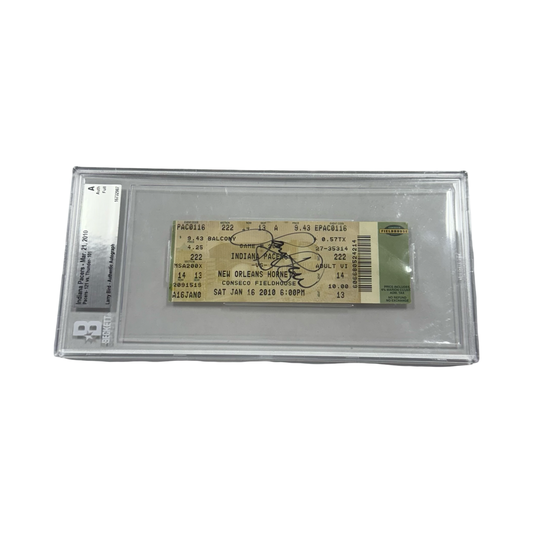Larry Bird Autographed Indiana Pacers Ticket 3/21/2010 Beckett