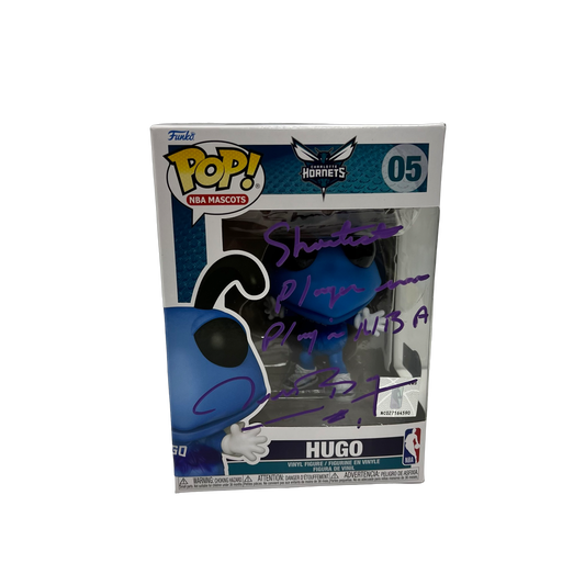 Muggsy Bogues Autographed Charlotte Hornets Hugo Funko Pop Purple Ink “Shortest Player in NBA History” Beckett