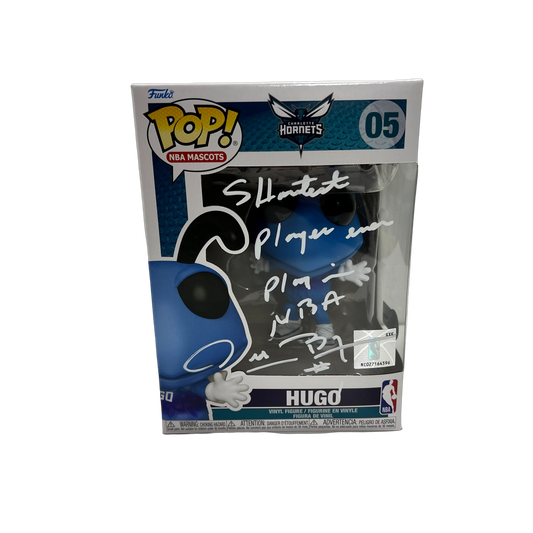 Muggsy Bogues Autographed Charlotte Hornets Hugo Funko Pop White Ink Shortest Player in NBA History Beckett