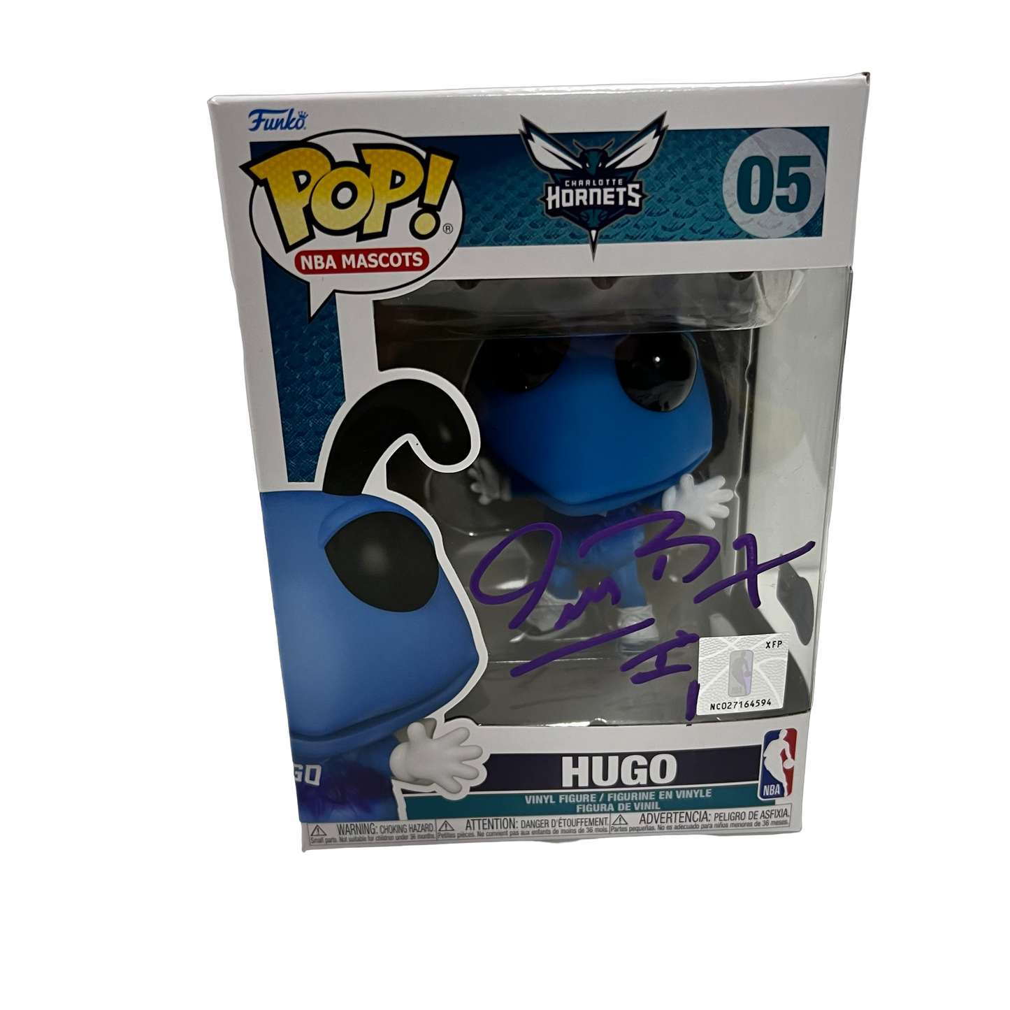 Muggsy Bogues Autographed Charlotte Hornets Hugo Funko Pop Purple Ink Beckett