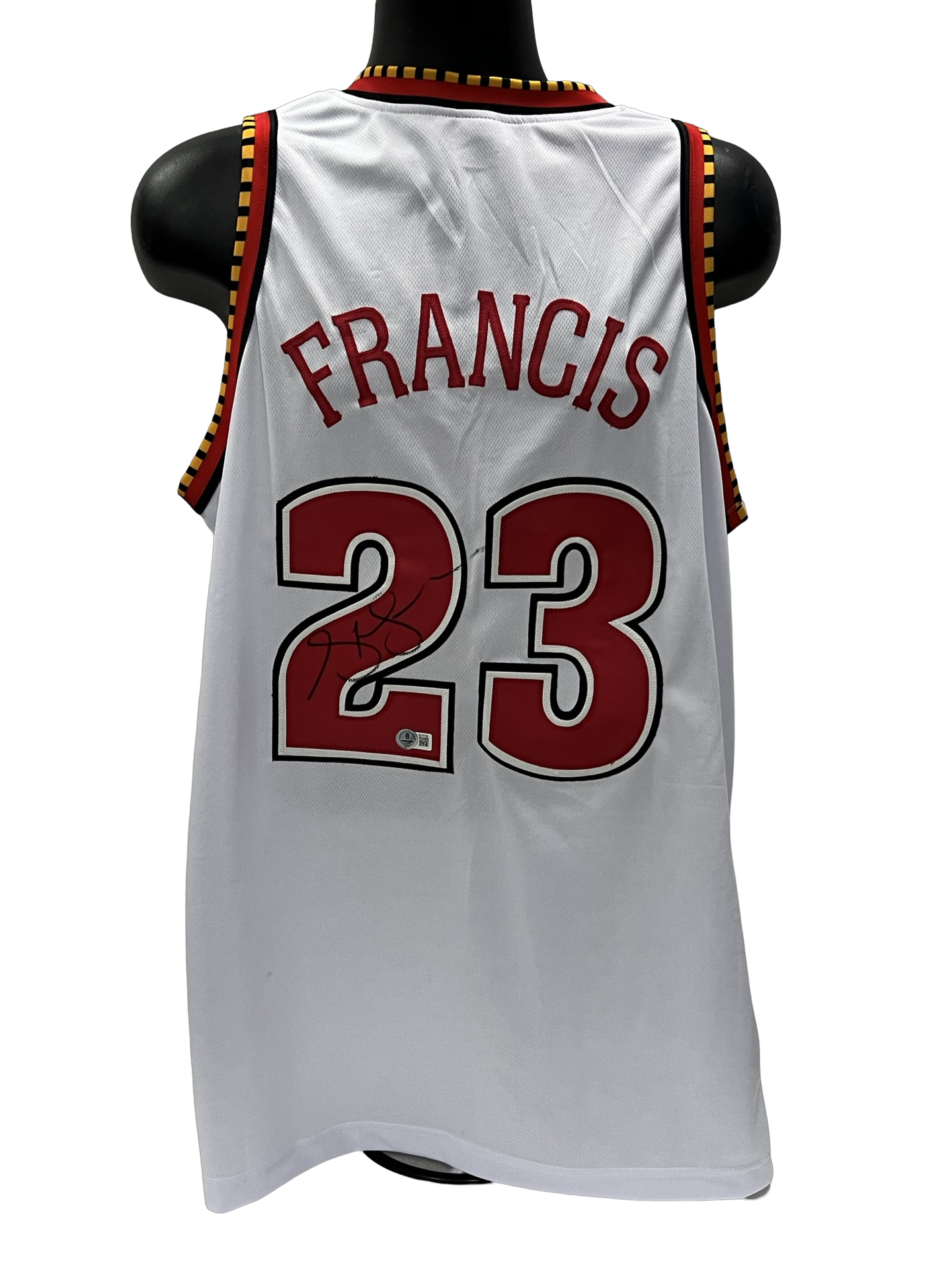 Steve Francis Autographed Houston Rockets White Art Jersey Beckett