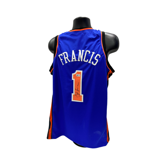 Steve Francis Autographed New York Knicks Blue Jersey Beckett