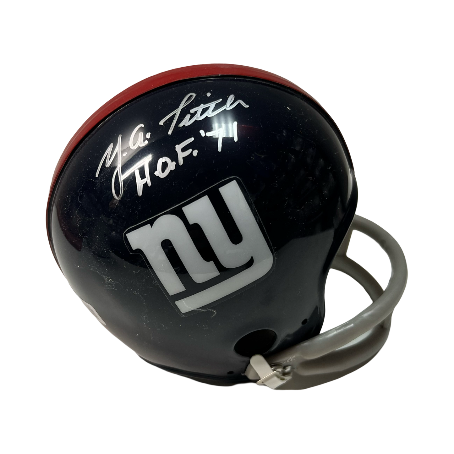 Y.A. Tittle Autographed New York Giants Old School Mini Helmet Beckett