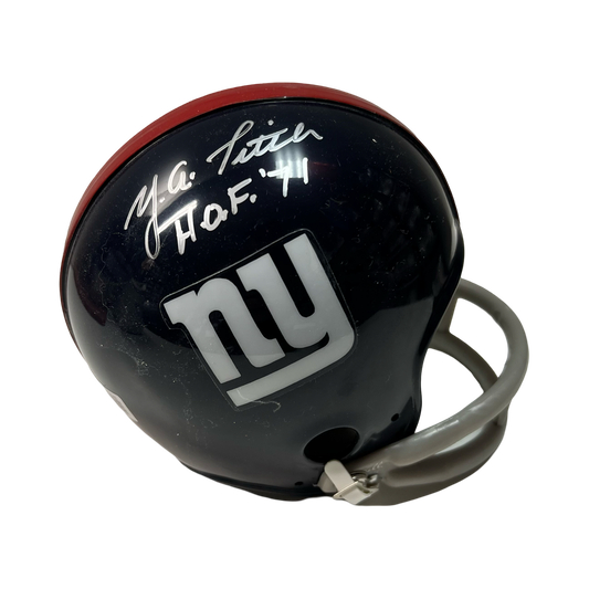 Y.A. Tittle Autographed New York Giants Old School Mini Helmet Beckett