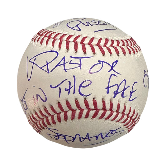 Vincent Pastore Sopranos Autographed Rawlings Baseball "Not In The Face Ok, Big Pussy, Sopranos" Inscribed JSA