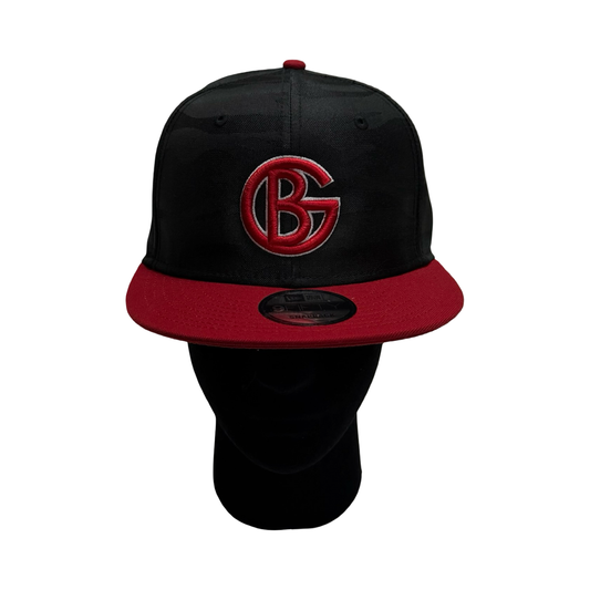 BG Be Great SnapBack Hat - Black Camo/Red Brim