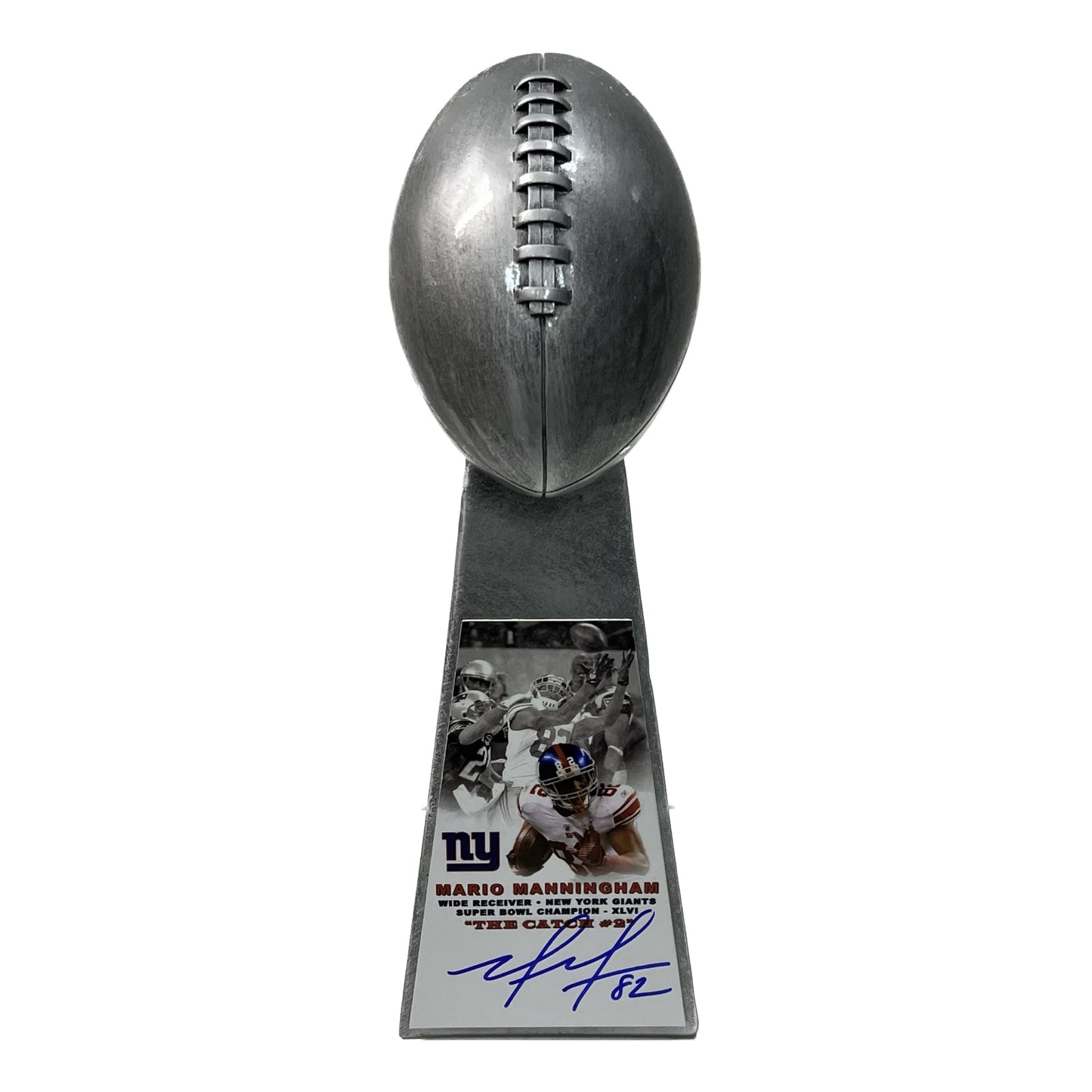 Mario Manningham Autographed New York Giants Super Bowl Replica Trophy Steiner CX