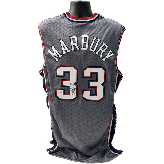 Stephon Marbury Autographed New Jersey Nets Gray Champion Jersey Beckett