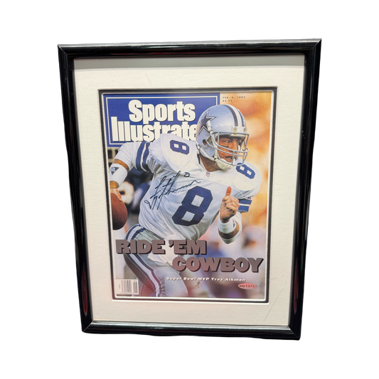 Troy Aikman Autographed Dallas Cowboys Framed 8x10 Sports Illustrated Cover Upperdeck