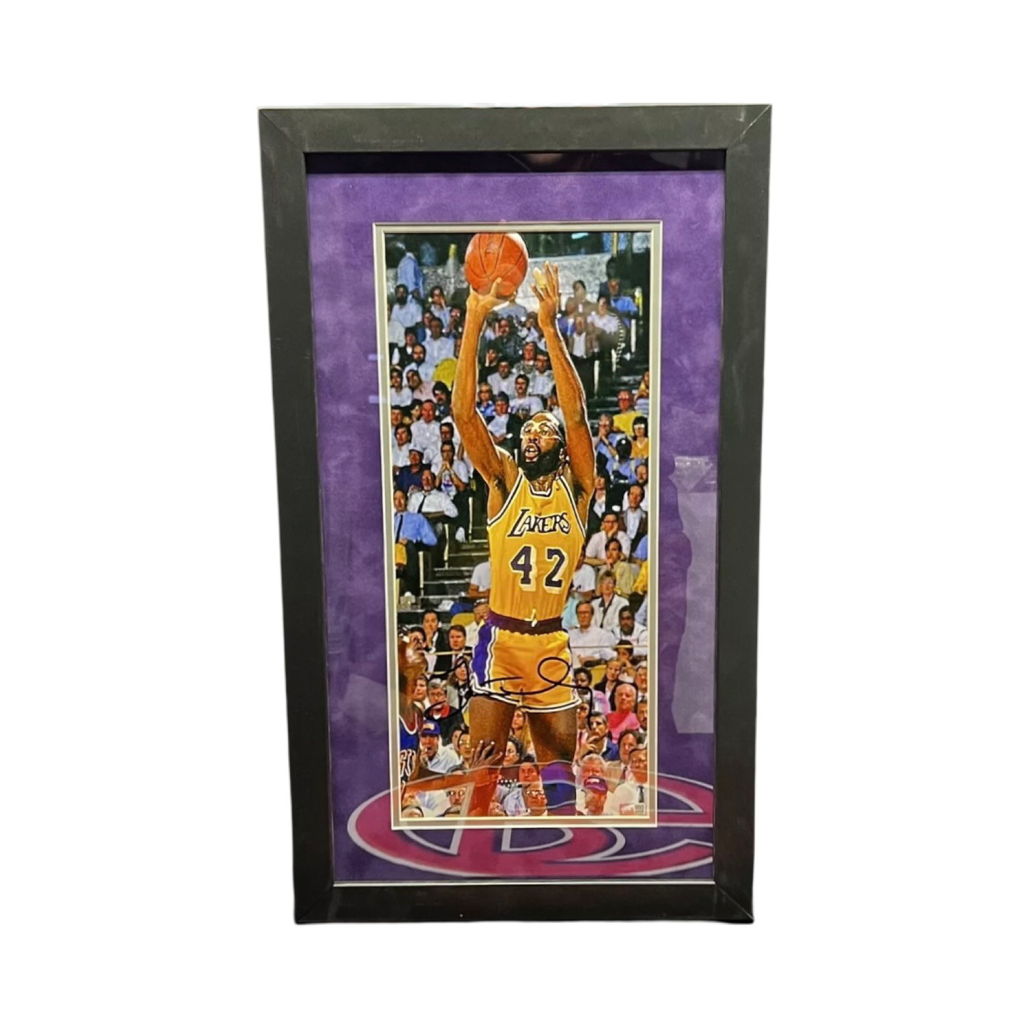 James Worthy Autographed Framed Shooting 12x22 Steiner CX