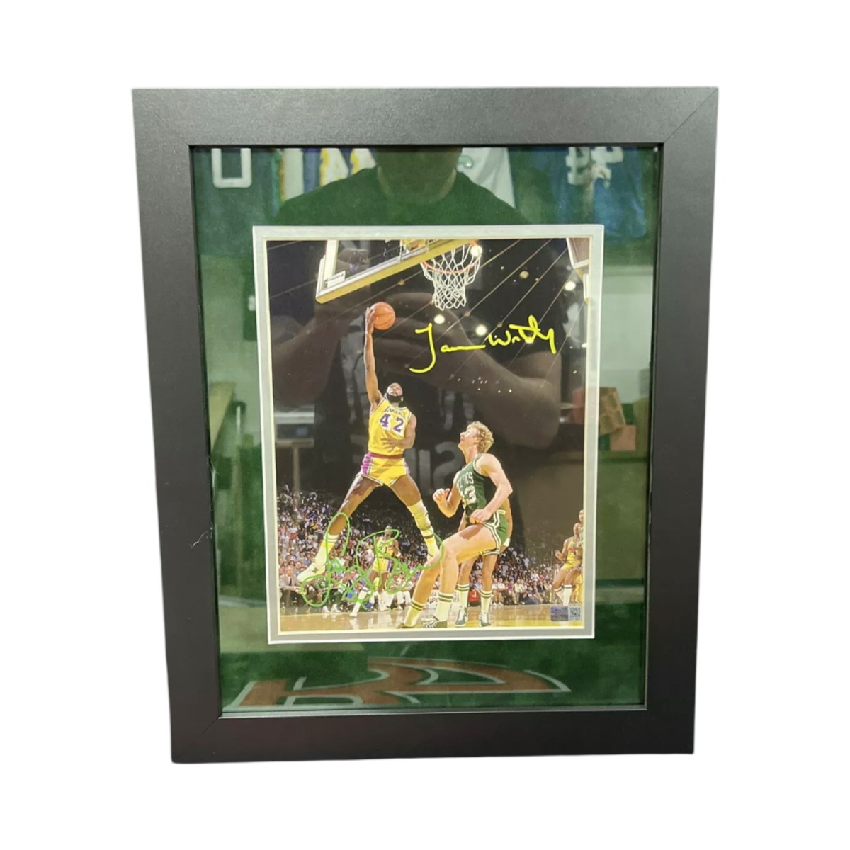 Larry Bird & James Worthy Autographed Framed 8X10 Steiner CX