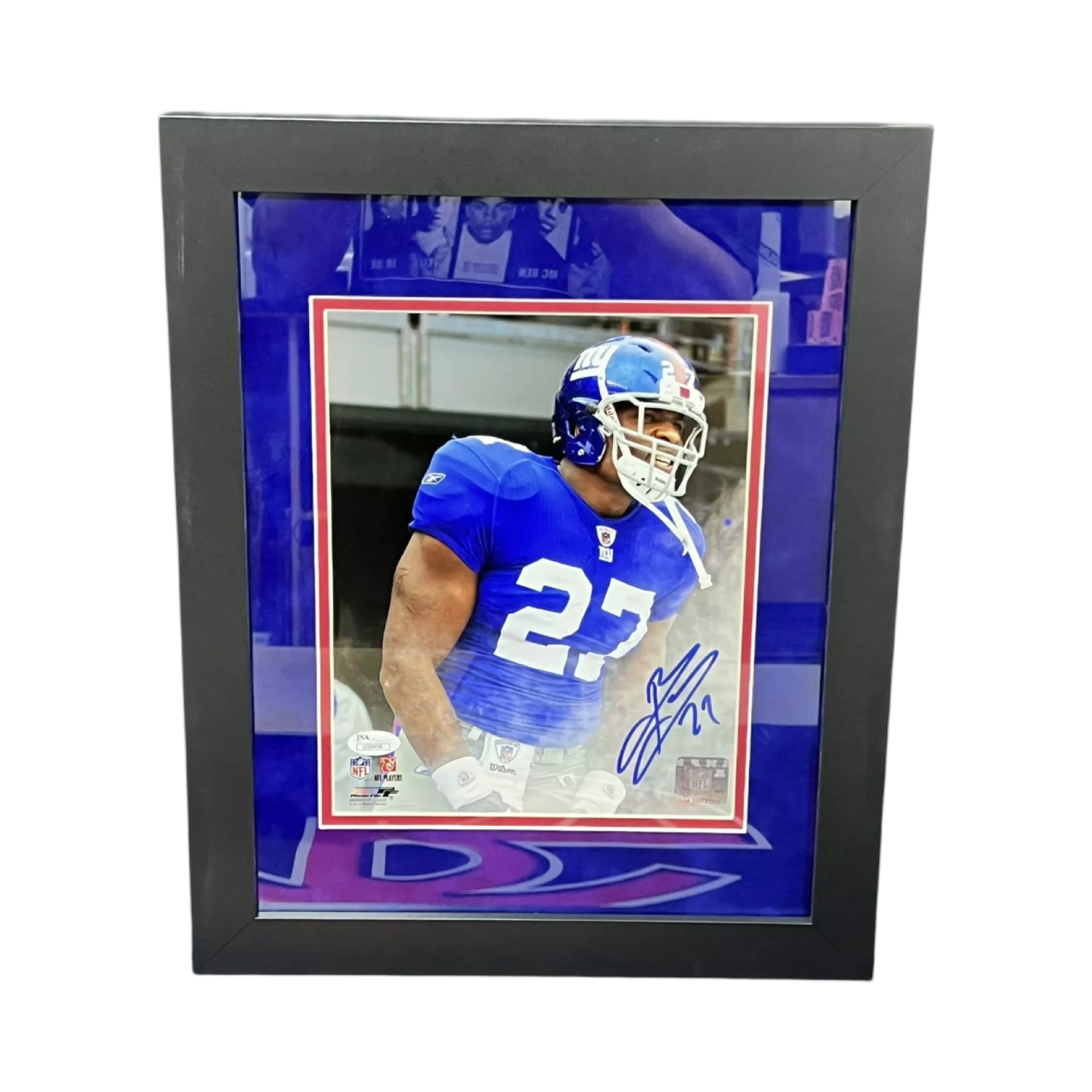 Brandon Jacobs Autographed Framed New York Giants Smoke 8x10 JSA