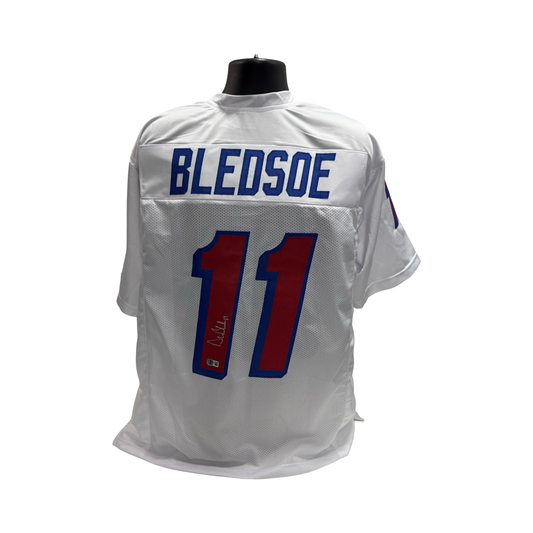 Drew Bledsoe Autographed New England Patriots White Jersey Beckett