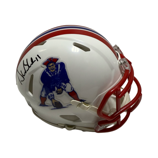 Drew Bledsoe Autographed New England Patriots Retro Mini Helmet Beckett