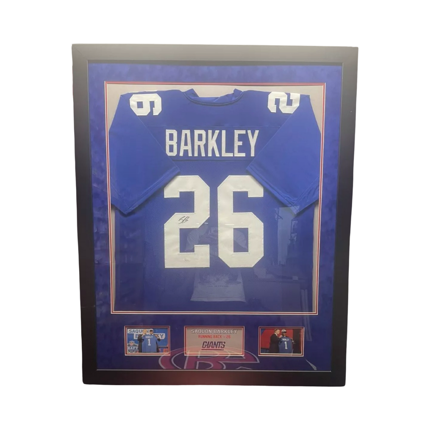 Saquon Barkley Autographed New York Giants Jersey Framed 32x40 JSA