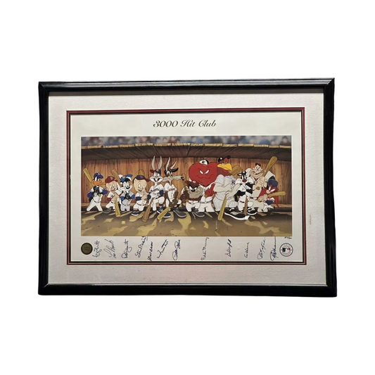 3000 Hit Club Multi Signed Framed Looney Tunes Cartoon Art MLB