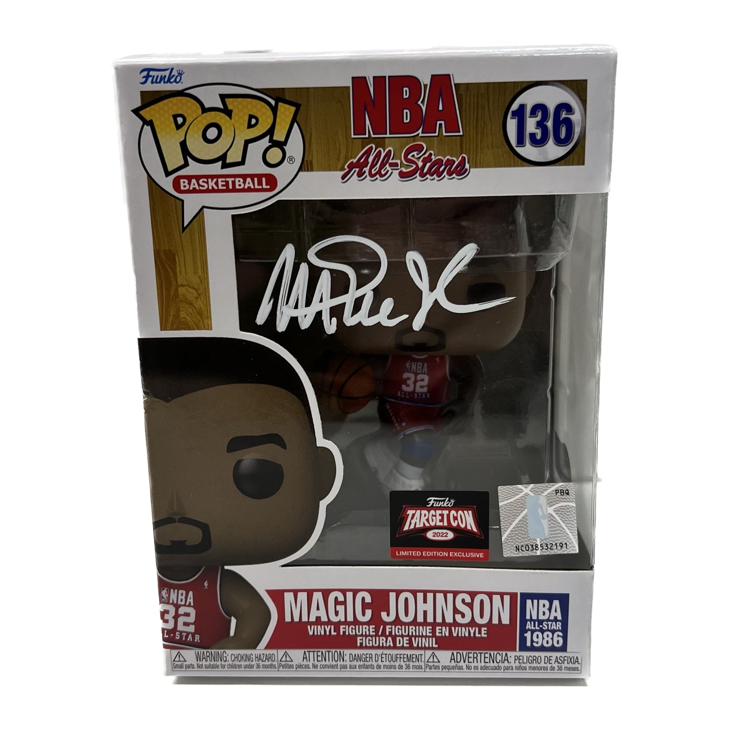 Magic Johnson Autographed Los Angeles Lakers Team USA Funko Pop Red Jersey Beckett